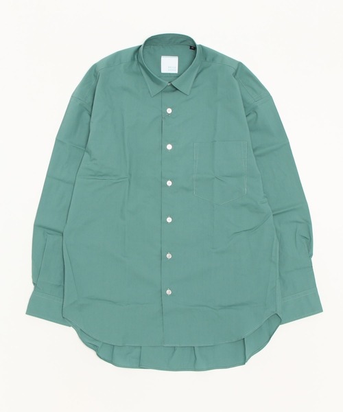 BRICK＆SONS シャツ リラックスバックプリーツシャツ「シーグリーン