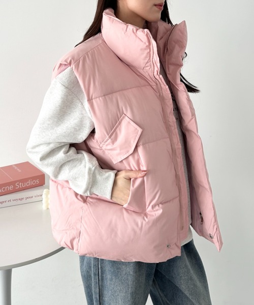 CLEA ダウンベスト ベスト スタンドカラーフェイクダウン/中綿オーバー