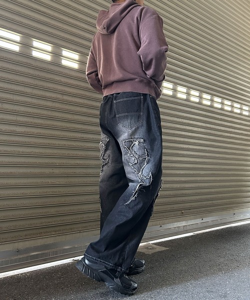 NYLAUS（ナイラス） ジーンズ 「NYS」トライバル カットオフモチーフ