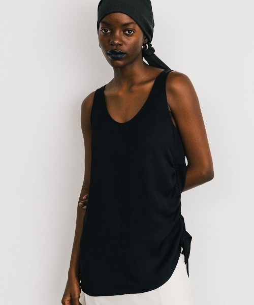 CREDONA（クレドナ） タンクトップ ノースリーブ ACETATE GATHER TANK