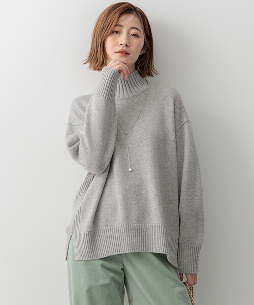ニット セーター 「洗える」カシミヤブレンド ハイネック レディース