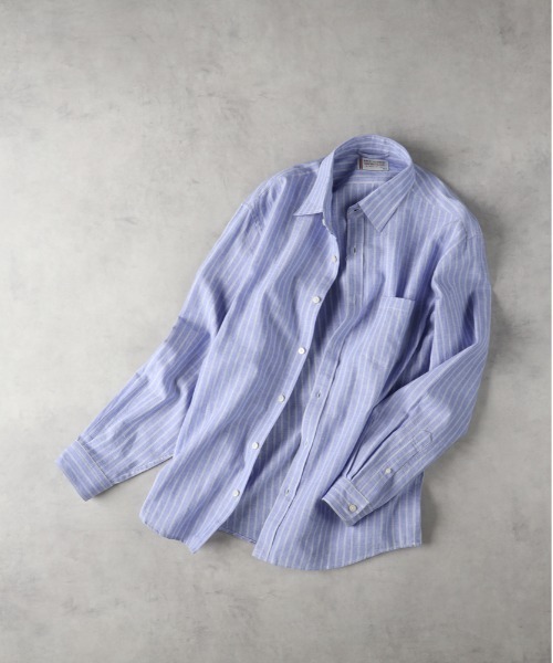 BACK NUMBER シャツ 「BACK NUMBER」綿麻ストライプシャツ メンズ