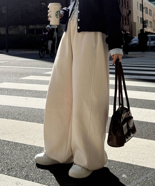 RANAN（ラナン） パンツ やわらか裏起毛2WAYカーブスウェットパンツ