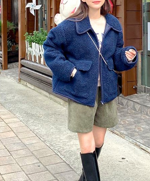 Riff（リフ） ブルゾン アウター パイピングボアブルゾン レディース