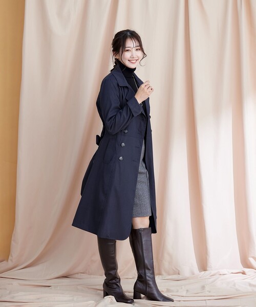 Tiaclasse トレンチコート コート リボンベルト付きトレンチコート