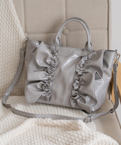 VitaFelice（ヴィータフェリーチェ） トートバッグ エナメル2wayフリル