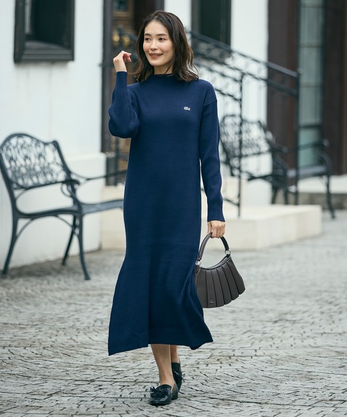 LACOSTE（ラコステ） ワンピース ローウエストリブニットドレス