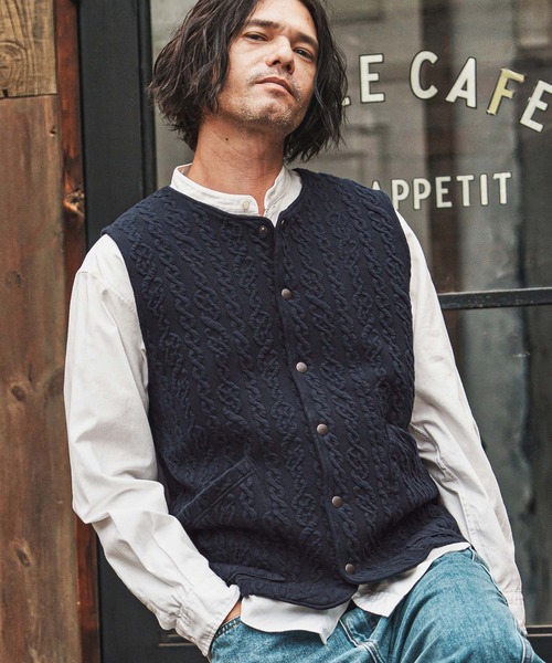 CAMBIO（カンビオ） ベスト ジレ mcg3696- ストレッチケーブル