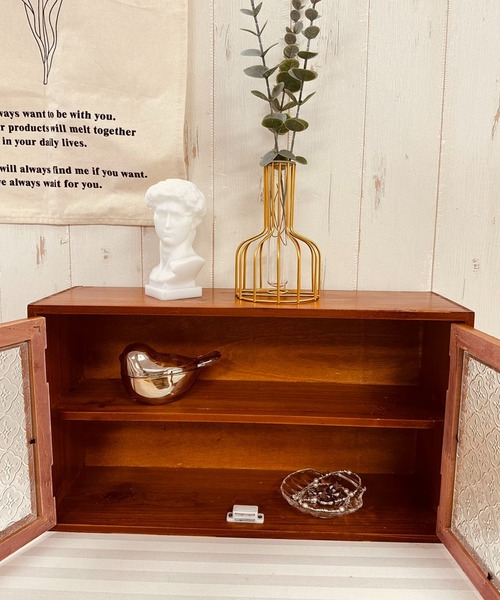 収納 アンティークガラスダブルオープンキャビネット : ZOZOTOWN Yahoo