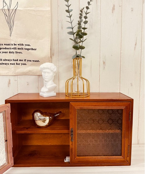 収納 アンティークガラスダブルオープンキャビネット : ZOZOTOWN Yahoo