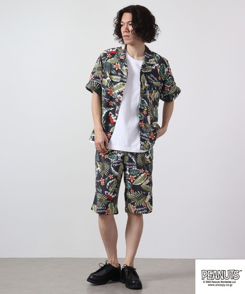 PEANUTS パンツ スヌーピー ハイビスカス アロハパンツ レディース