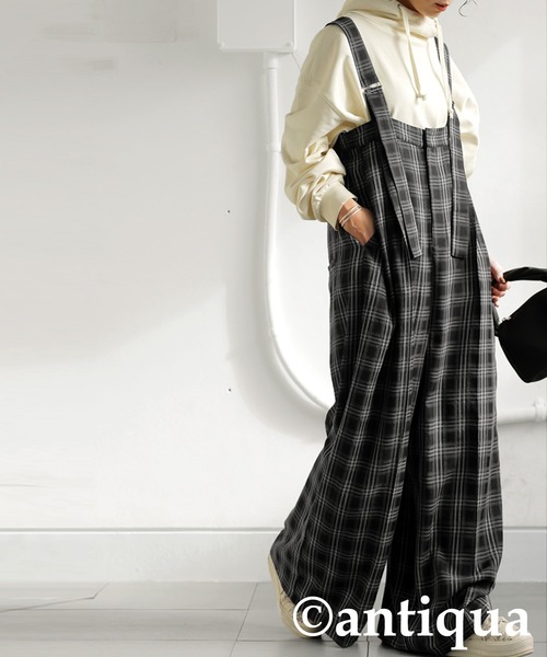 antiqua（アンティカ） サロペット オーバーオール チェック柄