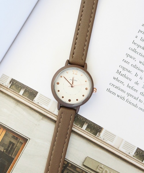 腕時計 「nattito/ナティート」 レザードットインデックスウォッチ