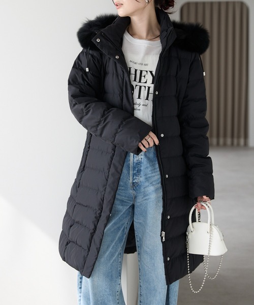 ＆HALF ダウンコート ダウンジャケット 3WAYフォックスファーダウン