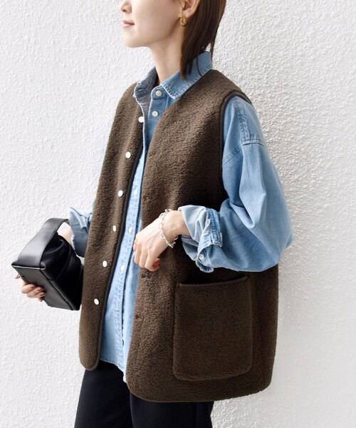 SHIPS（シップス） コート アウター 「手洗い可能」ボア フリース