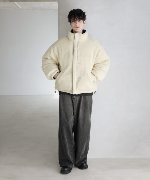 ダウンジャケット ダウン タフタ×ボア リバーシブル機能性中綿