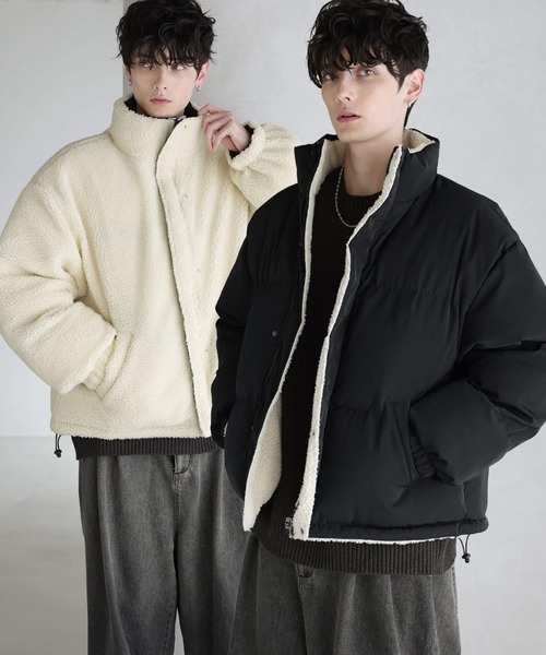 ダウンジャケット ダウン タフタ×ボア リバーシブル機能性中綿