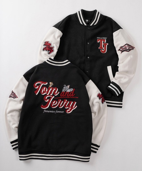 スタジャン 「71」「TOM＆JERRY/トムとジェリー」裏起毛 サガラ刺繍