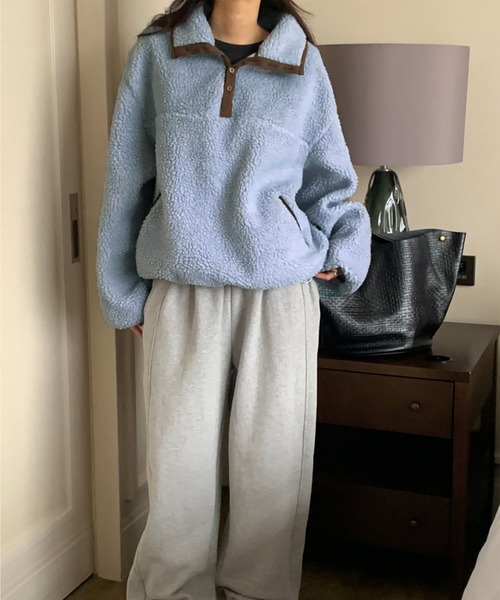 ポロシャツ ポロ 2wayネックボアフリースプルオーバー レディース