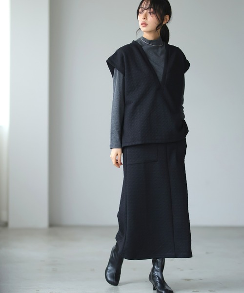 itto セットアップ Houndstoothベストスカートセットアップ