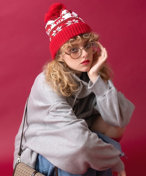 ニット帽 ニットキャップ an meets zakka ノルディック柄ボンボン