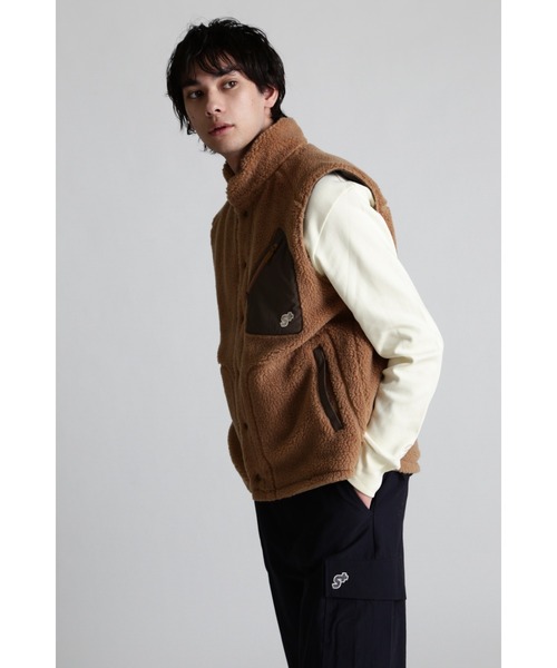 S+ ベスト ジレ 「S＋(エスプラス)」リバーシブルボアベスト メンズ