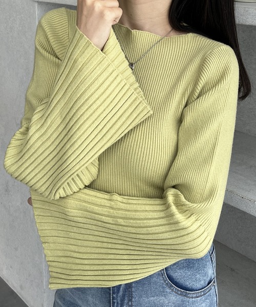 GeeRA（ジーラ） ニット セーター もちもちリブボートネックフレアー