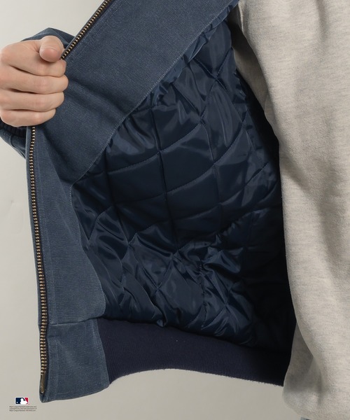 Perushu ブルゾン アウター × MLB コラボ中綿キルティングダックフード