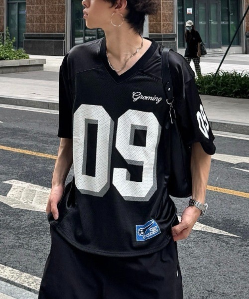 FreeZone tシャツ ナンバリングメッシュフットボールTシャツ メンズ