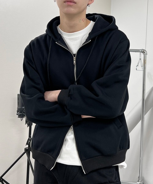 パーカー 裏起毛ダブルZIPビッグパーカー レディース メンズ