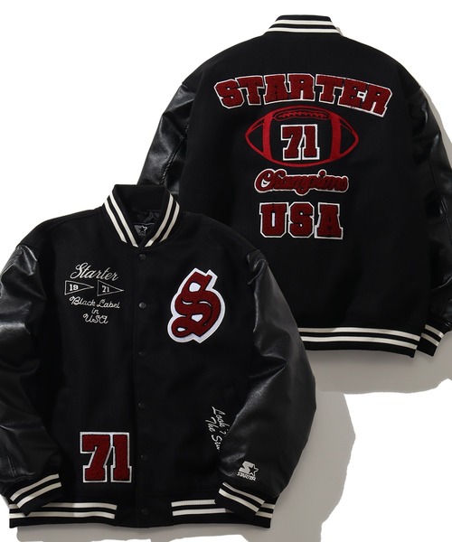 STARTER（スターター） スタジャン 袖 PU フェイク メルトン 中綿