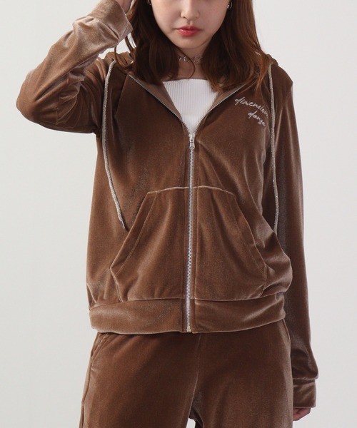 DIMENSIONE danza セットアップ ベロアフルジップフーディー＆パンツ