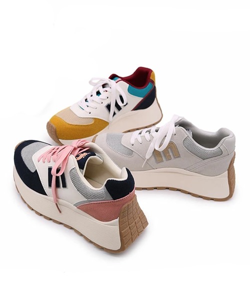 moz（モズ） スニーカー レースアップ厚底 カラフルスニーカー