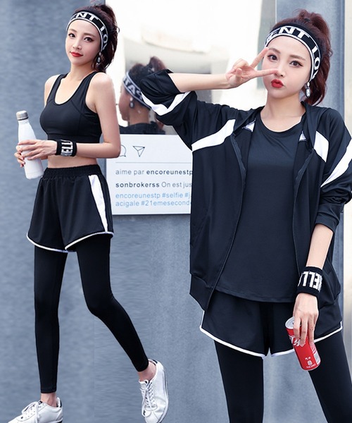 HYS SHOP レギンス スパッツ レディース バイカラーヨガフィットネス