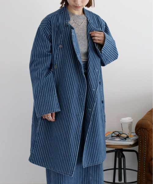 cepo（セポ） ノーカラーコート コート 「セットアップ対応」デニム