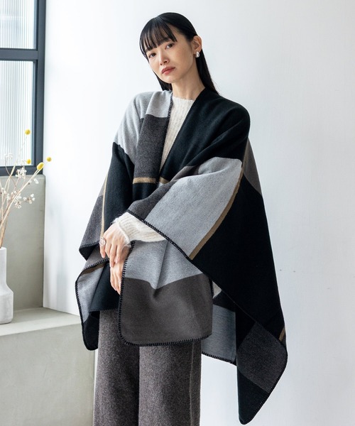 VitaFelice（ヴィータフェリーチェ） ポンチョ ブランケット風ポンチョ