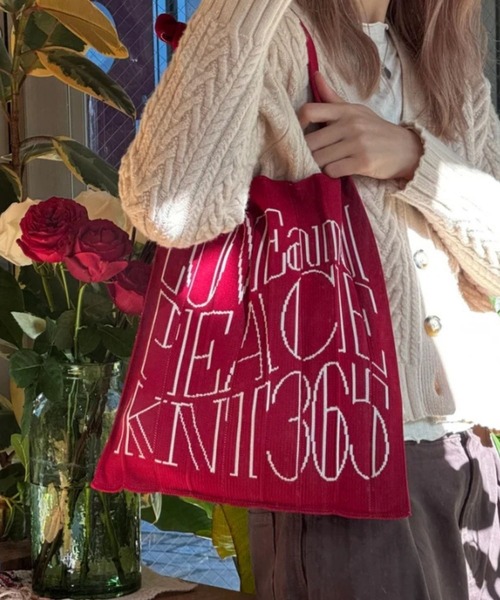 KNT365 トートバッグ Knitty LOVE and PEACE レディース メンズ