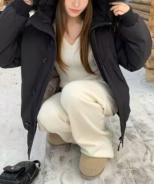 ダウンコート ダウンジャケット ファーフード付き中綿ジャケット