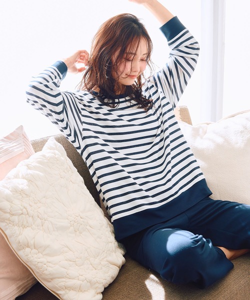 パジャマ ルームウェア 裏パイルスウェットセットアップ 上下セット