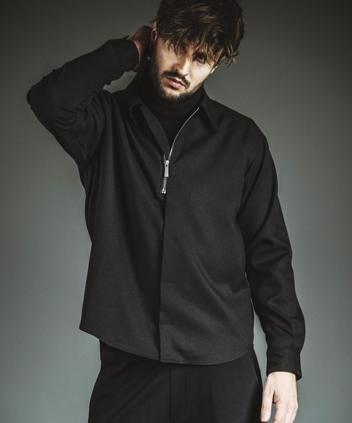 NO ID.（ノーアイディー） シャツ 「NO ID.」Fly-Front Half Zip Shirt