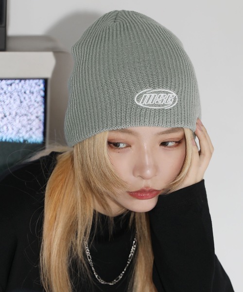 ニット帽 ニットキャップ ワンポイント刺繍スカルキャップビーニー