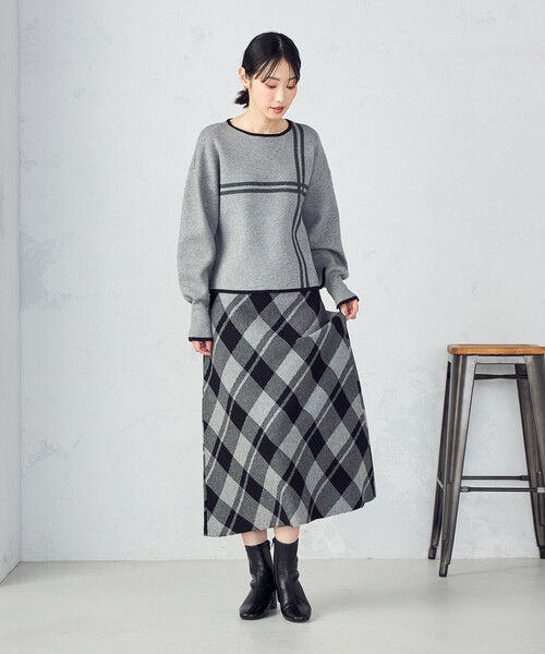 COMME CA ISM（コムサイズム） スカート チェック柄 ニットスカート