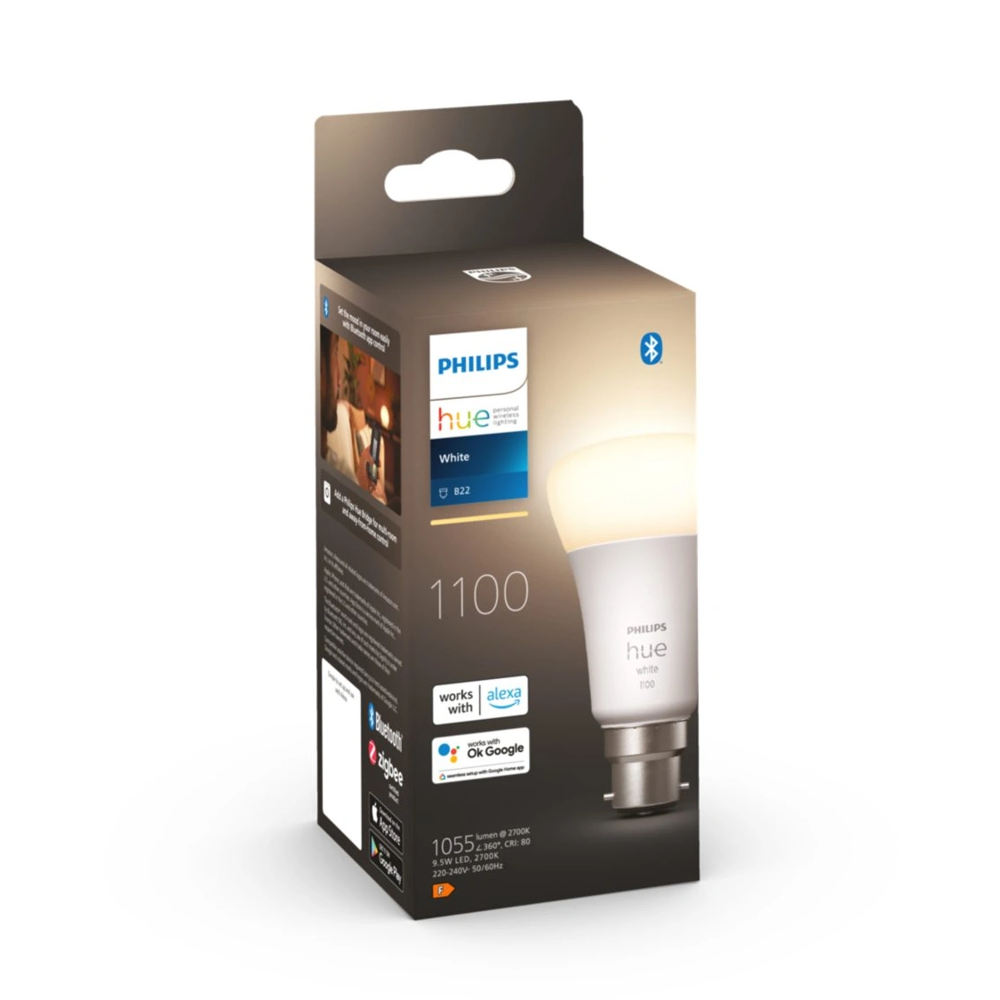 Philips Hue White 1100 B22 Smart Bulb - 75 W LWA18 Zigbee