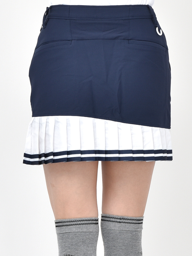 ルコックゴルフ バイカラープリーツスカート QGWWJE03（ネイビー