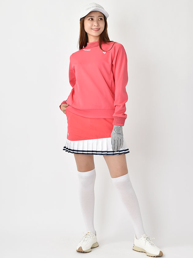 ルコックゴルフ バイカラープリーツスカート QGWWJE03（ネイビー