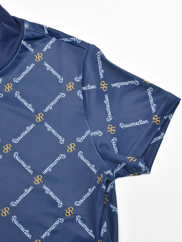 レザレクション DMパターン半袖モックネック 22SSIN05-W（ネイビー