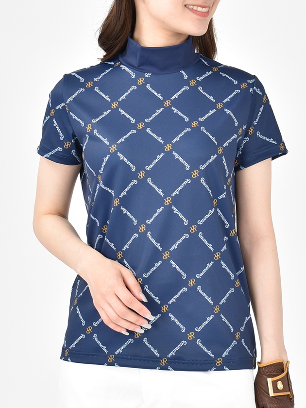 レザレクション DMパターン半袖モックネック 22SSIN05-W（ネイビー