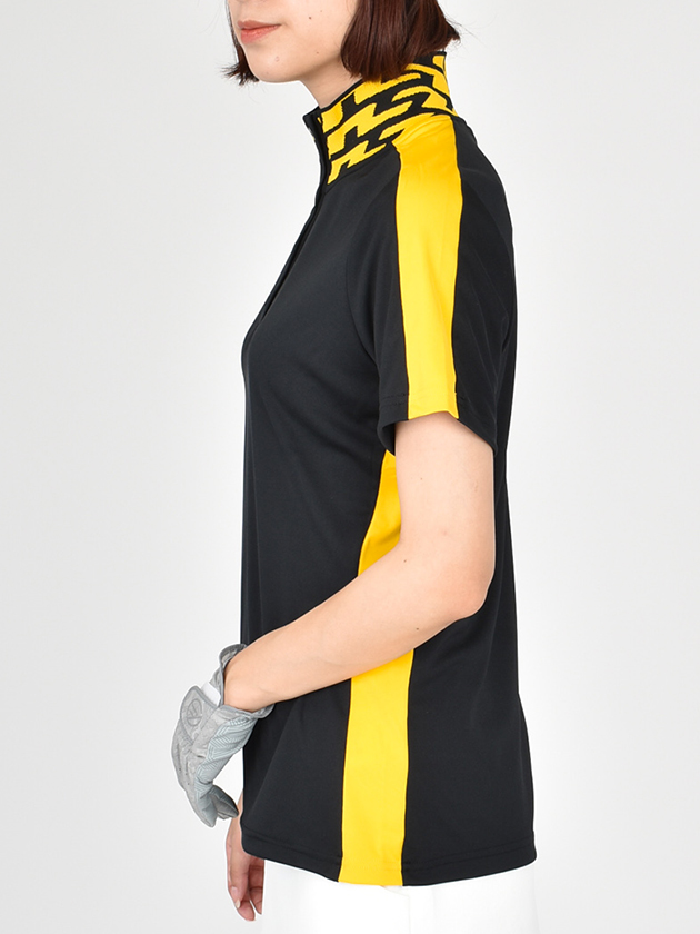 ジェイリンドバーグ ハイネックボタンカラー半袖ポロシャツ 072-27844