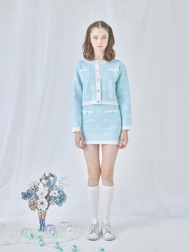 ミヌエール ブークレロゴカーディガン min-004（ピンク） | レディース