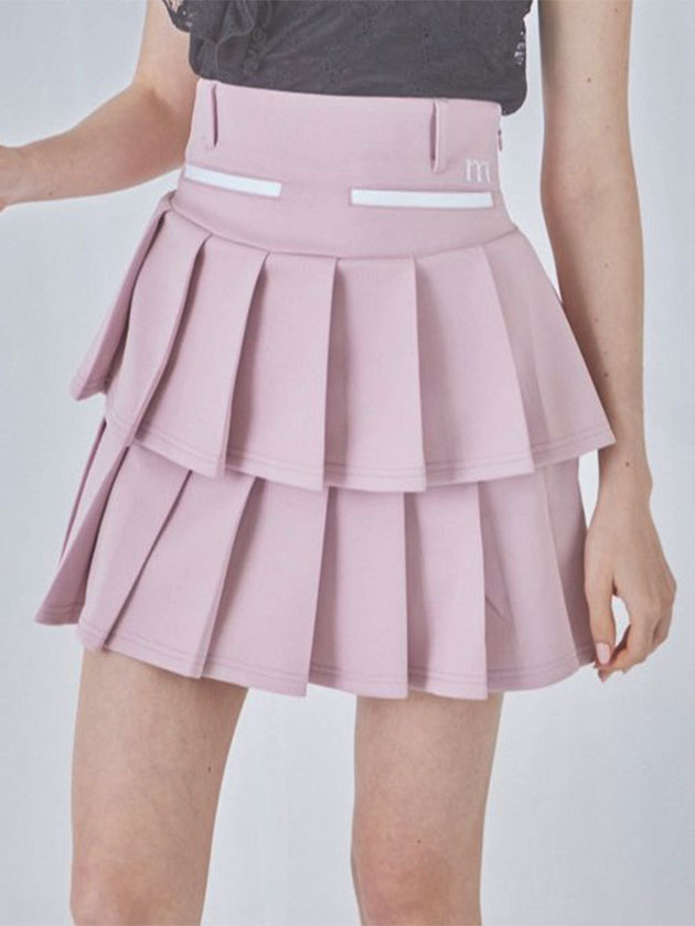 ミヌエール フリルプリーツスカート min-036（ピンク） | レディース